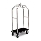 image of Forbes Industries 2510-SS Luggage Cart w/ (2) Push Bars and Carpeted Deck, Stainless Steel Skirt 