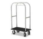 image of Forbes Industries 2512-SS Contemporary Luggage Cart w/ (2) Push Bars and Carpeted Deck