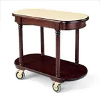 image of Forbes Industries 5526 Hardwood Service Cart w/ (2) Solid Wood Shelves, Avonite Top, Round Legs