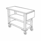 image of Forbes Industries 5528 Drop Leaf Service Cart w/ Open with 3 Shelves