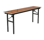 image of Forbes Industries 600-1860A 600 Series Training Folding Table, 18" x 60" x 30"H, Plywood Top, Walnut Stain, Aluminum Frame