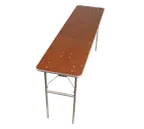 image of Forbes Industries HO1896 200 Series Training Folding Table, Rectangular, 18" x 96" x 30"H, 5/8" Plywood Top, Walnut Stain, Aluminum Edge