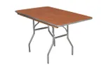 image of Forbes Industries HO3048 200 Series Banquet Folding Table, Rectangular, 30" x 48", Plywood Top, Walnut Stain, Aluminum Legs