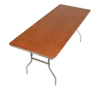 image of Forbes Industries HO3696 200 Series Banquet Folding Table, Rectangular, 36" x 96" x 30"H, 5/8" Plywood Top, Walnut Stain, Aluminum Edge
