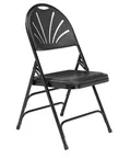 image of National Public Seating 1110 Fan Back Folding Chair with Triple Brace Double Hinge, Blue (Pack of 4)