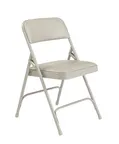 image of National Public Seating 1202 Vinyl Upholstered Double Hinge Folding Chair, Warm Grey (Pack of 4)