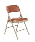 image of National Public Seating 1203 Vinyl Upholstered Double Hinge Folding Chair, Honey Brown (Pack of 4)