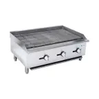 image of Hurakan HKN-CBG36 A/W 36" Countertop Gas Charbroiler, 3 Burners, Manual Controls, 90.000 BTU