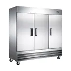 image of Hurakan HKN-GXE72R3E 81" 3 Solid Door Reach-In Refrigerator, Bottom Mounted, 72 cu. ft