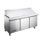image of Hurakan HKN-SPMT71R3E 70" Mega Top Sandwich Prep Table, 3-Door, 19.5 cu. ft.