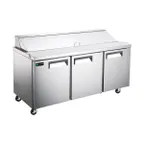 image of Hurakan HKN-SPT70R3E 70" Sandwich / Salad Prep Table, 3-Door, Fits (18) 1/6 Size Pans