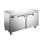 image of Hurakan HKN-UC48F2 E/S 48" 2-Door Undercounter Freezer, Stainless Steel, 12 cu. ft.