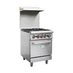 image of Hurakan HKN-XRFG24O4  A/W 24" Floor Commercial Gas Range w/ 4 Open Burners, 1 Oven, 151.000 BTU