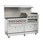image of Hurakan HKN-XRFG60O6GB24 A/W 60" Commercial Gas Range w/ 6 Burners & 24" Griddle and Broiler