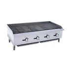 image of Hurakan HKN-CBG48 A/W 48" Countertop Gas Charbroiler, 4 Burners, Manual Controls, 120.000 BTU