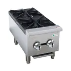 image of Hurakan HKN-XRCG12-2  A/W 12" Countertop Gas Hotplate w/ 2 Burners, Manual Control, 50.000 BTU
