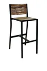 image of BFM Seating 102BFHR-SB Chester Barstool, Farm House Relic Wood Seat & Back, Steel Frame, Sand Black Finish
