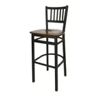 image of BFM Seating 2090B-SB ASH Troy Barstool, Slate Back, Autumn Ash Wood Seat, Sand Black Metal Frame