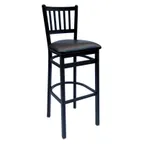 image of BFM Seating 2090B-SB GR1 Troy Barstool, Slat Back, Upholstered Seat, Metal Frame, Sand Black Finish