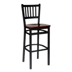 image of BFM Seating 2090B-SB W Troy Barstool, Slat Back, Wood Seat, Footrest, Sand Black Finish