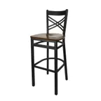 image of BFM Seating 2130B-SB ASH Akrin Barstool, Cross Back, Autumn Ash Wood Seat, Sand Black Metal Frame
