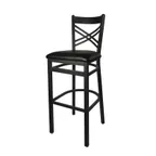 image of BFM Seating 2130B-SB GR1 Akrin Barstool, Cross Back, Upholstered Seat, Metal Frame, Sand Black Finish