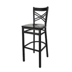 image of BFM Seating 2130B-SB W Akrin Criss Cross Back Barstool, Wood Seat, Sand Black Finish, Footrest