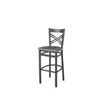 image of BFM Seating 2130BCSR-SB Akrin Criss Cross Back Barstool, Sand Black Finish, Footrest, Steel Frame