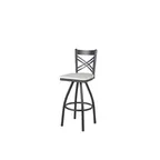 image of BFM Seating 2130SAWR-SB Akrin Swivel Barstool, Cross Back, Antique Wash, Steel Frame, Sand Black Finish