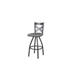 image of BFM Seating 2130SCSR-SB Akrin Swivel Barstool, Cross Back, Chestnut Relic Seat, Footrest, Sand Black Steel Frame