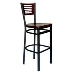 image of BFM Seating 2151B-SB W Espy Barstool with Wood Back and Seat, Sand Black Finish, Footrest, Armless
