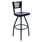 image of BFM Seating 2151S-SB GR4 Espy Swivel Barstool, Wood Back, Upholstered Seat, Sand Black Finish