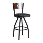 image of BFM Seating 2152S-SB GR1 Darby Swivel Barstool, Wood Back, Upholstered Seat, Sand Black Finish