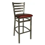 image of BFM Seating 2160B-CL GR3 Lima Barstool, Ladder Back, Upholstered Seat, Metal Frame, Clear Coat Finish