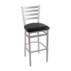 image of BFM Seating 2160B-SM GR3 Lima Barstool, Ladder Back, Upholstered Seat, Metal Frame, Silver Mist Finish