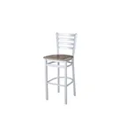 image of BFM Seating 2160BFHR-SM Lima Barstool, Ladder Back, Farm House Relic Seat, Footrest, Steel Frame, Silver Mist Finish