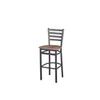 image of BFM Seating 2160BKPR-SB Lima Barstool, Ladder Back, Knotty Pine Seat, Sand Black Steel Frame