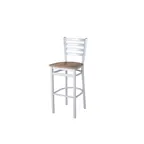 image of BFM Seating 2160BKPR-SM Lima Ladder Back Barstool, Knotty Pine Relic Seat, Silver Mist Steel Frame