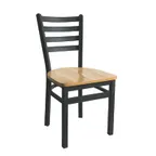 image of BFM Seating 2160C-SB W Indoor Lima Side Chair with Ladder Back, Black