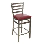 image of BFM Seating 2160H-CL GR4 Lima Counter Height Barstool, Ladder Back, Upholstered Seat, Metal Frame