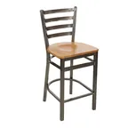 image of BFM Seating 2160HCHW-CL Lima Counter Height Ladder Back Barstool, Cherry Wood Seat, Metal Frame, Clear Coat Finish
