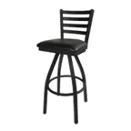 image of BFM Seating 2160S-SB GR4 Lima Swivel Barstool, Ladder Back, Upholstered Seat, Metal Frame, Sand Black Finish