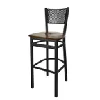 image of BFM Seating 2161B-SB ASH Polk Barstool, Metal Back, Autumn Ash Wood Seat, Sand Black Finish