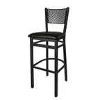 image of BFM Seating 2161B-SB GR2 Polk Barstool, Metal Back, Upholstered Seat, Sand Black Finish