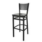 image of BFM Seating 2161B-SB W Polk Barstool, Metal Back, Wood Seat, Sand Black Finish, Footrest