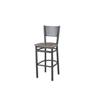 image of BFM Seating 2161BFHR-SB Polk Barstool, Perforated Metal Back, Farmhouse Relic Seat, Sand Black Finish