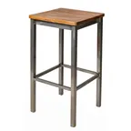 image of BFM Seating 2510B-CL ASH Trent Bistro Backless Barstool, Autumn Ash Wood, Square Metal Frame