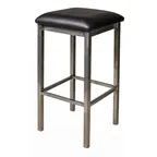image of BFM Seating 2510B-CL GR2 Trent Bistro Backless Barstool, Upholstered Seat, Square Metal Frame, Clear Coat Finish
