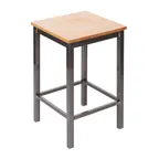 image of BFM Seating 2510HMHW-CL Trent Counter Height Backless Barstool, Mahogany Wood Seat, Square Metal Frame with Clear Coat Finish