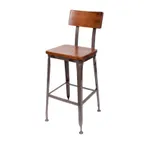 image of BFM Seating JS22BASH-CL Lincoln Barstool, Autumn Ash Wood Seat & Back, Welded Steel Frame